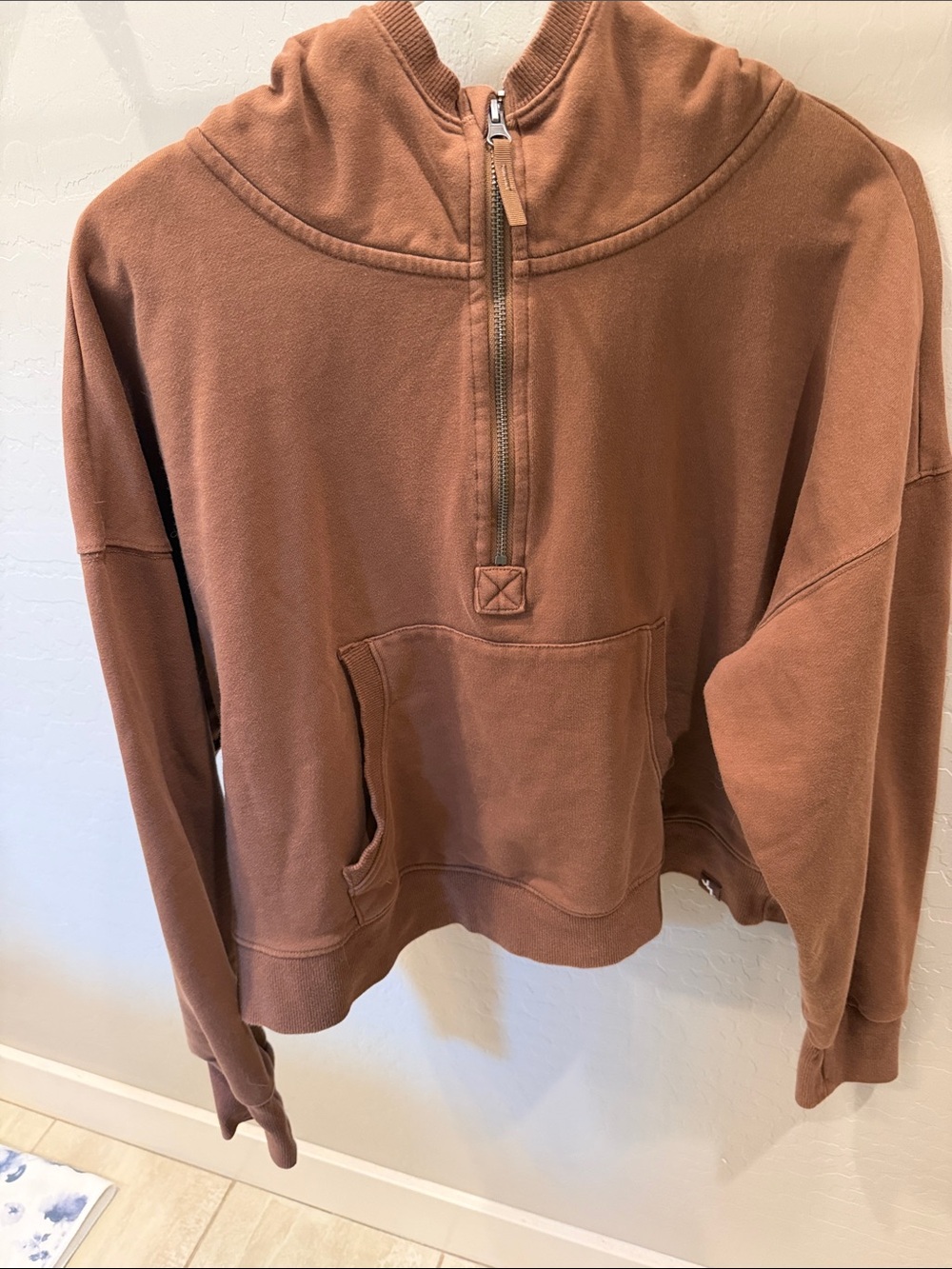 JoyLab Rust Brown Half-Zip Crewneck Pullover